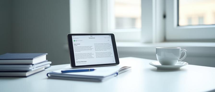 Modern professional workspace with legal textbooks and a digital tablet